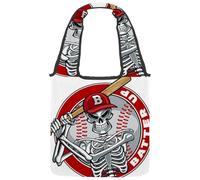 VAPOKF Borsa a tracolla da donna, in tela, con scheletro umano che gioca a baseball, grande, riutilizzabile, borsa a tracolla per scuola, lavoro, ufficio, viaggi, shopping, casual