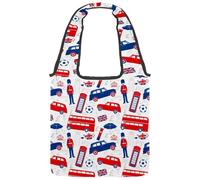 VAPOKF Borsa a tracolla da donna, in tela, motivo: autobus rosso di Londra, grande, riutilizzabile, per scuola, lavoro, ufficio, viaggi, shopping, stile casual