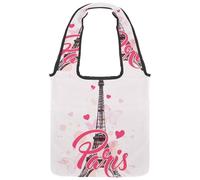 VAPOKF Borsa a tracolla da donna, in tela, motivo: Torre Eiffel di Parigi, con farfalla, grande, riutilizzabile, per scuola, lavoro, ufficio, viaggi, shopping, stile casual