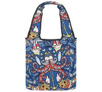 VAPOKF Borsa a tracolla in tela colorata con motivo di vecchi polpi, pesci, barche, borse a tracolla da donna, grande borsa da trasporto riutilizzabile, borsa a tracolla per scuola, lavoro, ufficio
