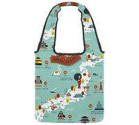 VAPOKF Borsa a tracolla in tela con mappa del Giappone, da donna, grande, riutilizzabile, per scuola, lavoro, ufficio, viaggi, shopping, stile casual