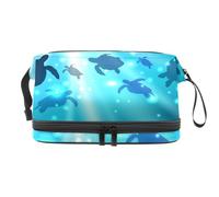 VAPOKF Borsa cosmetica colorata con paesaggio immaginario per donne e ragazze, borsa da viaggio per trucchi pratica borsa organizer con scomparto per pennelli, Multicolore 15., 27x15x14 cm
