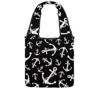 VAPOKF Borsa larga da donna, in tela, con catena di ancoraggio, stile nautico, stile marittimo, grande, riutilizzabile, per scuola, lavoro, ufficio, viaggi, shopping, stile casual