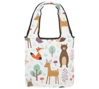 VAPOKF Borsa larga in tela con animali, cervo, volpe, orso, riccio, gufo, borse a tracolla da donna, grande borsa a tracolla riutilizzabile per scuola, lavoro, ufficio, viaggi, shopping, casual