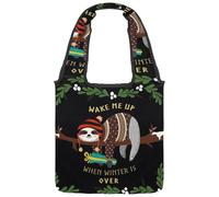 VAPOKF Borsa larga in tela con mangusta addormentata, borsa a tracolla da donna, grande, riutilizzabile, borsa a tracolla per scuola, lavoro, ufficio, viaggi, shopping, casual
