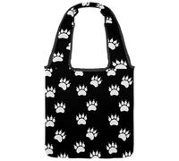 VAPOKF Borsa larga in tela con stampa di zampe, da donna, grande, riutilizzabile, per scuola, lavoro, ufficio, viaggi, shopping, stile casual
