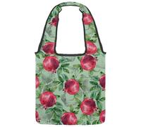 VAPOKF Borsa larga in tela dipinta a mano con foglie verdi melograno, borse a tracolla da donna, grande borsa da trasporto riutilizzabile, borsa a tracolla per scuola, lavoro, ufficio, viaggi