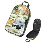VAPOKF Borsa organizer da viaggio per utensili da campeggio, animali da fattoria, mucche e vitelli, per utensili da cucina, accessori da cucina, custodia per barbecue all'aperto, solo borsa