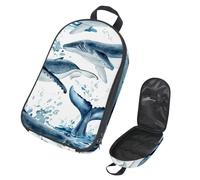 VAPOKF Borsa organizer da viaggio per utensili da campeggio, balena sull'oceano e schizzi d'acqua, borsa per utensili da cucina, accessori da cucina, custodia per barbecue all'aperto, solo borsa