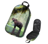 VAPOKF Borsa organizer da viaggio per utensili da campeggio, bella foresta verde elefante fiume borsa portaoggetti per utensili da cucina, accessori da cucina, custodia per barbecue all'aperto, solo