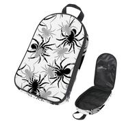 VAPOKF Borsa organizer da viaggio per utensili da campeggio, borsa portaoggetti a ragno nero e grigio per set di utensili da cucina, custodia per accessori da cucina per barbecue all'aperto, solo