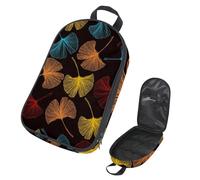 VAPOKF Borsa organizer da viaggio per utensili da campeggio, borsa portaoggetti colorata con gingko biloba senza lasciare su nero, per utensili da cucina, accessori da cucina, per barbecue all'aperto