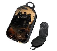 VAPOKF Borsa organizer da viaggio per utensili da campeggio, casa abbandonata con corvi neri, borsa portaoggetti per utensili da cucina, accessori da cucina, custodia per barbecue all'aperto, solo