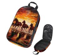 VAPOKF Borsa organizer da viaggio per utensili da campeggio, cavalli che corrono sull'alba e sul mare, borsa per utensili da cucina, accessori da cucina, custodia per barbecue all'aperto, solo borsa