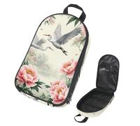 VAPOKF Borsa organizer da viaggio per utensili da campeggio, con aironi che volano tra peonie, per utensili da cucina, accessori da cucina, per barbecue all'aperto, solo borsa