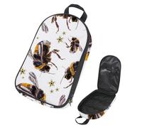 VAPOKF Borsa organizer da viaggio per utensili da campeggio, con bombi ricamati e fiori, per utensili da cucina, accessori da cucina, per barbecue all'aperto, solo borsa
