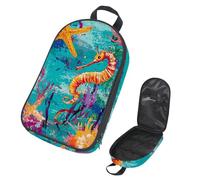 VAPOKF Borsa organizer da viaggio per utensili da campeggio, con cavalluccio marino e stella marina sul grunge, per utensili da cucina, accessori da cucina, per barbecue all'aperto, solo borsa