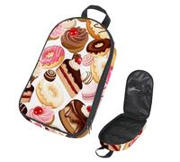 VAPOKF Borsa organizer da viaggio per utensili da campeggio, con ciliegie, cupcake, macaron, ciambelle, caramelle, set di utensili da cucina, custodia per accessori da cucina, per barbecue all'aperto