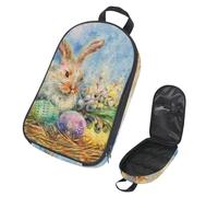 VAPOKF Borsa organizer da viaggio per utensili da campeggio, con coniglietto pasquale ad acquerello e uova sull'erba, per utensili da cucina, accessori da cucina, custodia per barbecue all'aperto