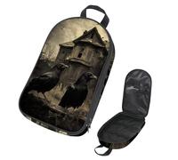 VAPOKF Borsa organizer da viaggio per utensili da campeggio, con corvi sulla casa abbandonata, borsa portaoggetti per utensili da cucina, accessori da cucina, custodia per barbecue all'aperto, solo