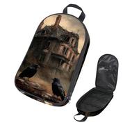 VAPOKF Borsa organizer da viaggio per utensili da campeggio, con corvi sulla casa abbandonata, per set di utensili da cucina, accessori da cucina, custodia per barbecue all'aperto, solo borsa