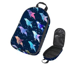 VAPOKF Borsa organizer da viaggio per utensili da campeggio, con delfini acquerelli e schizzi blu, per utensili da cucina, accessori da cucina, custodia per barbecue all'aperto, solo borsa