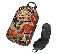 VAPOKF Borsa organizer da viaggio per utensili da campeggio, con draghi di buon auspicio, peonia, fiori, set di utensili da cucina, custodia per accessori da cucina, per barbecue all'aperto, solo