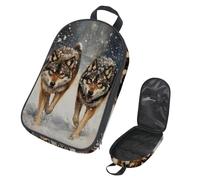 VAPOKF Borsa organizer da viaggio per utensili da campeggio, con lupi che camminano sulla neve, per utensili da cucina, accessori da cucina, per barbecue all'aperto, solo borsa
