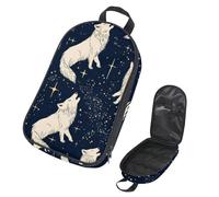 VAPOKF Borsa organizer da viaggio per utensili da campeggio, con lupi che ululano e stelle luccicanti, per utensili da cucina, accessori da cucina, custodia per barbecue all'aperto, solo borsa