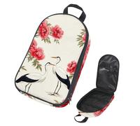 VAPOKF Borsa organizer da viaggio per utensili da campeggio, con peonia e due aironi, per utensili da cucina, accessori da cucina, per barbecue all'aperto, solo borsa
