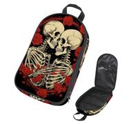 VAPOKF Borsa organizer da viaggio per utensili da campeggio, con scheletro di rose rosse, per coppie, set di utensili da cucina, custodia per barbecue all'aperto, solo borsa