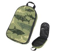 VAPOKF Borsa organizer da viaggio per utensili da campeggio, con squali grunge militari e razze, per utensili da cucina, accessori da cucina, custodia per barbecue all'aperto, solo borsa