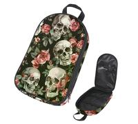 VAPOKF Borsa organizer da viaggio per utensili da campeggio, con teschi di zucchero e rose rosa, per utensili da cucina, accessori da cucina, per barbecue all'aperto, solo borsa