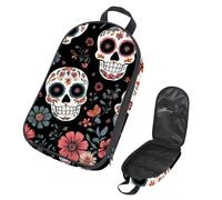 VAPOKF Borsa organizer da viaggio per utensili da campeggio, con teschi di zucchero, fiori, per utensili da cucina, accessori da cucina, per barbecue all'aperto, solo borsa