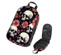 VAPOKF Borsa organizer da viaggio per utensili da campeggio, con teschi morti, fiori e fiori, per utensili da cucina, accessori da cucina, per barbecue all'aperto, solo borsa