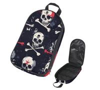 VAPOKF Borsa organizer da viaggio per utensili da campeggio, con teschio di sangue e ossa, per utensili da cucina, accessori da cucina, custodia per barbecue all'aperto, solo borsa