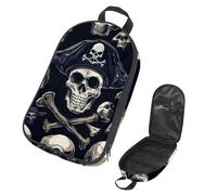VAPOKF Borsa organizer da viaggio per utensili da campeggio, con teschio umano, cappello da pirata, borsa per utensili da cucina, accessori da cucina, custodia per barbecue all'aperto, solo borsa