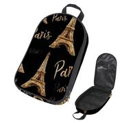 VAPOKF Borsa organizer da viaggio per utensili da campeggio, con torri di Parigi su sfondo nero, per utensili da cucina, accessori da cucina, custodia per barbecue all'aperto, solo borsa