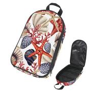 VAPOKF Borsa organizer da viaggio per utensili da campeggio, conchiglie rosse con stelle marine e corallo, per utensili da cucina, accessori da cucina, per barbecue all'aperto, solo borsa