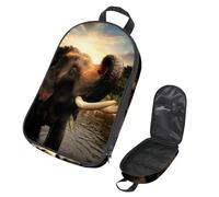 VAPOKF Borsa organizer da viaggio per utensili da campeggio, elefante selvatico per fare il bagno al tramonto e foresta borsa per utensili da cucina, accessori da cucina, custodia per barbecue