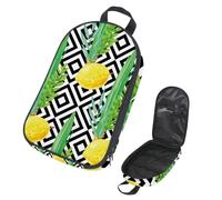 VAPOKF Borsa organizer da viaggio per utensili da campeggio, giallo limone verde foglie nere borsa geometrica per utensili da cucina, accessori da cucina, custodia per barbecue all'aperto, solo borsa