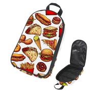 VAPOKF Borsa organizer da viaggio per utensili da campeggio, hamburger, pizza, sandwich, pollo, patatine fritte, ciambelle, set di utensili da cucina, custodia per accessori da cucina, per barbecue