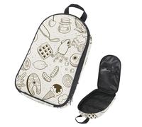 VAPOKF Borsa organizer da viaggio per utensili da campeggio, motivo alimentare disegnato a mano, per utensili da cucina, accessori da cucina, custodia per barbecue all'aperto, solo borsa