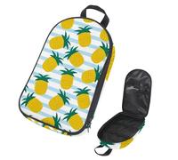VAPOKF Borsa organizer da viaggio per utensili da campeggio, motivo estivo con ananas su strisce, borsa portaoggetti per utensili da cucina, accessori da cucina, custodia per barbecue all'aperto, solo