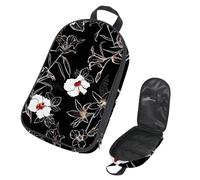 VAPOKF Borsa organizer da viaggio per utensili da campeggio, motivo giglio bianco disegnato a mano, sfondo nero, per utensili da cucina, accessori da cucina, per barbecue all'aperto, solo borsa