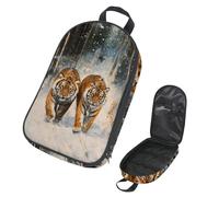 VAPOKF Borsa organizer da viaggio per utensili da campeggio, motivo tigri che camminano sulla neve su strada, per utensili da cucina, accessori da cucina, custodia per barbecue all'aperto, solo borsa