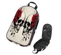 VAPOKF Borsa organizer da viaggio per utensili da campeggio, per amanti dei teschi morti, con rose rosse, per utensili da cucina, accessori da cucina, per barbecue all'aperto, solo borsa