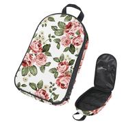 VAPOKF Borsa organizer da viaggio per utensili da campeggio, rosa e rosso, con rose in fiore, per utensili da cucina, accessori da cucina, per barbecue all'aperto, solo borsa