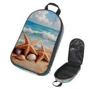 VAPOKF Borsa organizer da viaggio per utensili da campeggio, stella marina e conchiglie, borsa per pittura a olio per utensili da cucina, accessori da cucina, custodia per barbecue all'aperto, solo