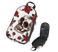 VAPOKF Borsa organizer da viaggio per utensili da campeggio, teschio di zucchero con rosa spinosa, borsa per utensili da cucina, custodia per accessori da cucina, per barbecue all'aperto, solo borsa